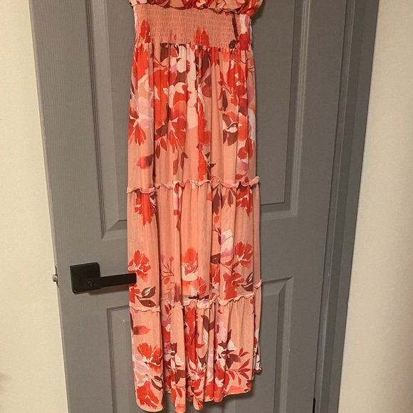 Floral Pink Tiered Maxi Easter Spring Dress with mesh Stella and Julie 14W - Picture 4 of 5